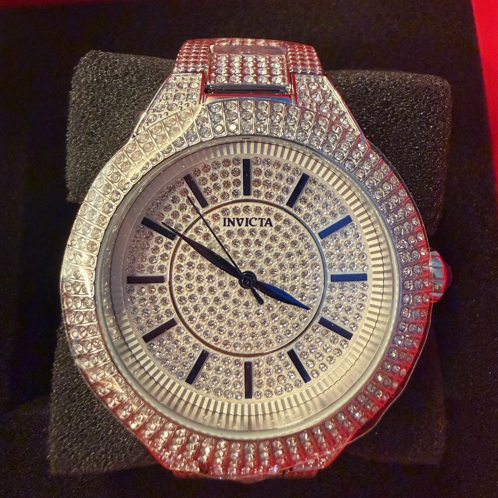 Brand New Mens Invicta Silver and Crystal Embellished Watch